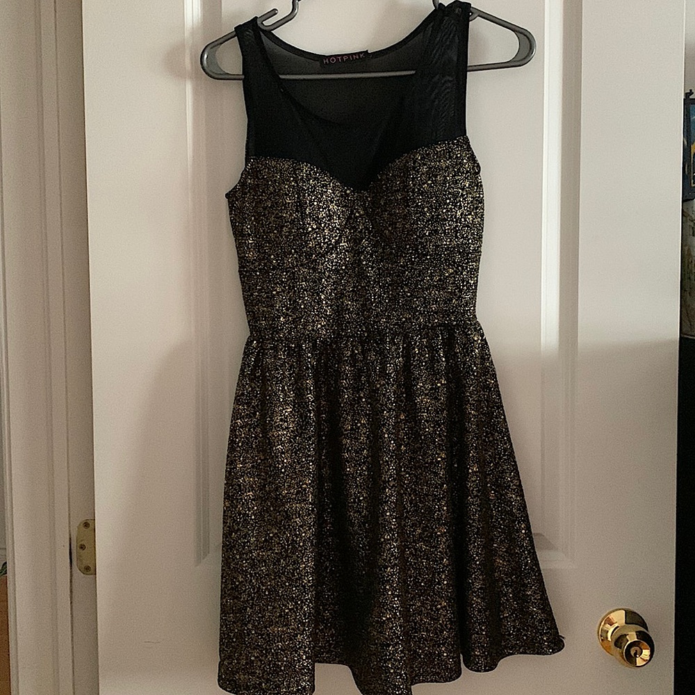 Brown gold cocktail dress